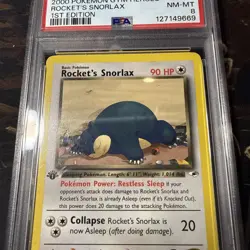 2000 POKEMON GYM HEROES 1ST EDITION #33 ROCKET'S SNORLAX PSA 8 - Image 3