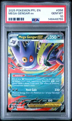 2025 POKEMON PFL EN-PHANTASMAL FLAMES #056 MEGA GENGAR EX PSA 10 - Image 1