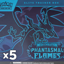 LOT OF 5 -Pokemon Elite Trainer Box Mega Evolution Phantasmal Flames Pokemon TCG - Image 1
