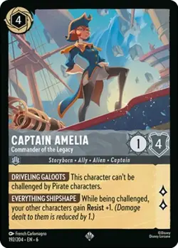 Disney Lorcana TCG Azurite Sea Captain Amelia - Commander of the Legacy 192/204 - Image 1