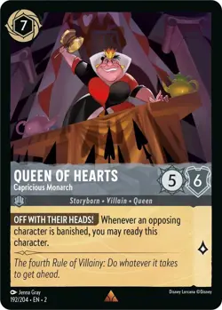 DISNEY LORCANA TCG - Rise of the Floodborn Queen of Hearts Monarch Rare 192/204 - Image 1