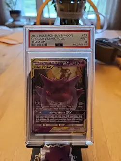 Pokemon TCG Gengar & Mimikyu GX Holo Ultra Rare Card 53/181 PSA 9 - Image 1