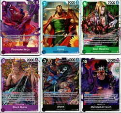 One Piece Card Game Bundle 6 Karten EN Black Maria Brook Kyros Basil Hawkins Rei - Image 1