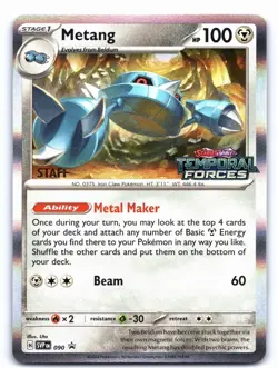 Metang SVP090 - Temporal Forces - STAFF Stamped Prerelease Pokemon Card - Image 1