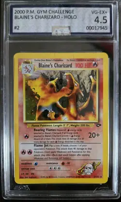 2000 POKEMON GYM CHALLENGE #2 BLAINE'S CHARIZARD-HOLO AGS 4.5 - Image 1