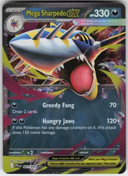 Mega Sharpedo ex 061/094 Double Rare Phantasmal Flames Pokemon Holo Near Mint - Image 1