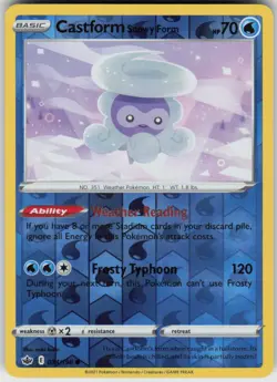 Castform Snowy Form 034/198 Common Chilling Reign Pokemon Reverse Holo Near Mint - Image 1