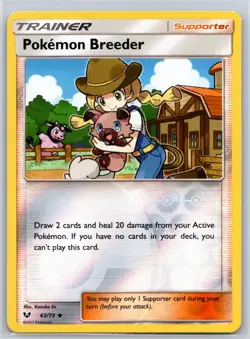 Pokemon Breeder 63/73 UC Shining Legends Reverse Holo LP Pokemon - Image 1