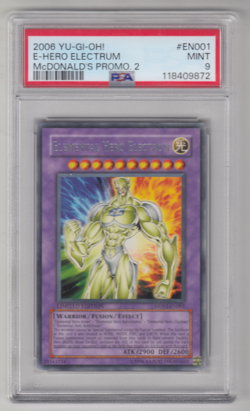 2006 YUGIOH ELEMENTAL HERO ELECTRUM MCDONALD'S PROMO 2 EN001 PSA 9 MINT - Image 1