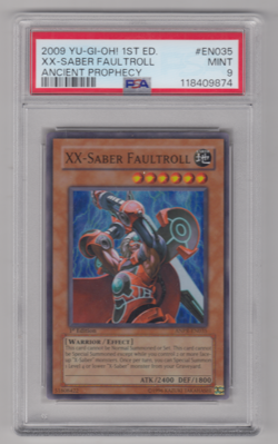 2009 YUGIOH 1ST EDITION XX SABER FAULTROLL ANCIENT PROPHECY PSA 9 EN035 - Image 1