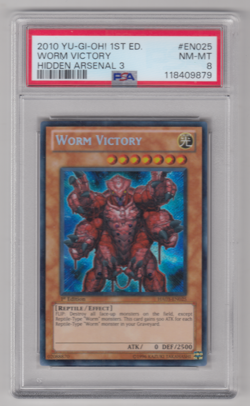 2010 YUGIOH 1ST EDITION WORM VICTORY #EN025 PSA 8 HIDDEN ARSENAL 3 - Image 1