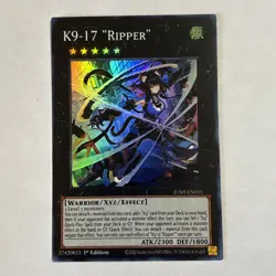 Yugioh - K9-17 "Ripper" Super Rare JUSH-EN035, Near Mint, 1st Edition - Image 1