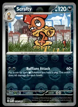 Scrafty (Poke Ball Pattern) 058/086 Uncommon SV: White Flare Pokemon Holo NM - Image 1