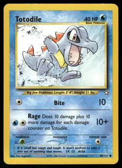 Totodile 80/111 Common Neo Genesis Pokemon Unlimited LP - Image 1