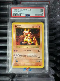 1999 Base Set Magmar Shadowless Pokemon Card 36/102 Psa 7 - Image 1