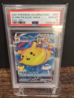 PSA 10 2021 POKEMON CELEBRATIONS FULL ART/FLYING PIKACHU VMAX 007 - Image 1