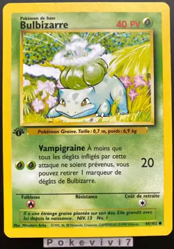 Carte Pokemon BULBIZARRE 44/102 Set de Base Wizards EDITION 1 FR - Image 1
