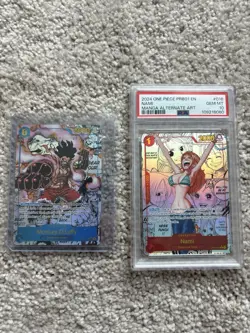 Bandai One Piece CCG PRB01 Alternate Art Holo Luffy & Nami English PSA 10 Lot - Image 1