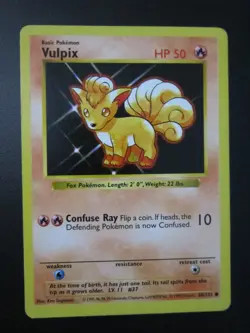 VULPIX BASE SHADOWLESS POKEMON CARD 68/102 NEVER PLAYED COND NM- - Image 1