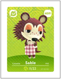 409 Sable, Animal Crossing Amiibo Card - Series 5, Authentic, NM - Image 1