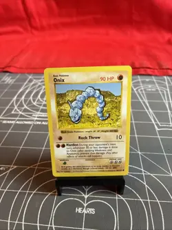 Vintage 1999 Pokemon Shadowless Onix 56/102 Card NM - Image 1