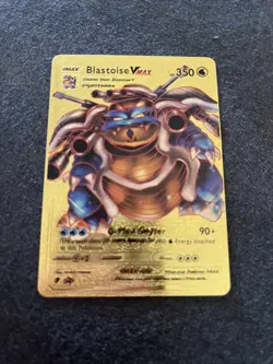 Pokemon Blastoise VMAX Gold Foil Card HP 350 Fan Art Near Mint Condition - Image 1