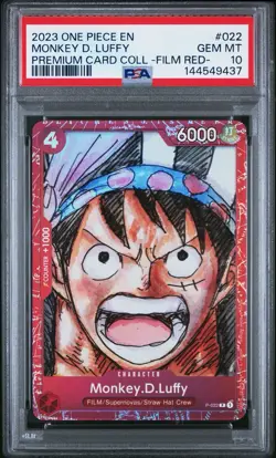 2023 ONE PIECE PREM CARD COLL -ONE PIECE FILM RED- #022 MONKEY D. LUFFY PSA 10 - Image 1