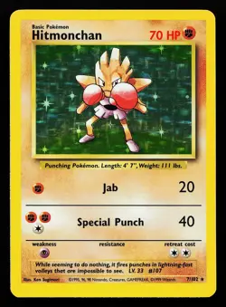 Hitmonchan 7/102 Holo Rare Base Set Pokemon Card - Image 1