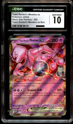 CGC 10 GEM MINT Team Rocket's Mewtwo Ex 205 SVP HOLO PROMO SVP205 Pokemon Card - Image 2