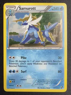 Near Mint Samurott 31/114 Holo - Black & White - Pokemon Card - Image 1
