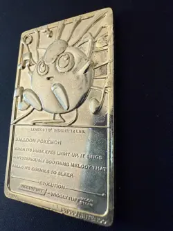 Pokemon Jigglypuff Trading Card Bar 23K Gold Plated 1999 Nintendo - Burger King - Image 5