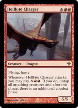1x Hellkite Charger - Foil Light Play, English Zendikar MTG Magic - Image 1
