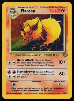 Flareon 3/64 Unlimited Holo Rare Jungle Pokemon English MP - Image 1