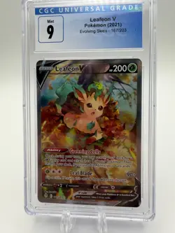 PSA 9 MINT Leafeon V 167 Evolving Skies Full Art Pokemon Card - Image 2