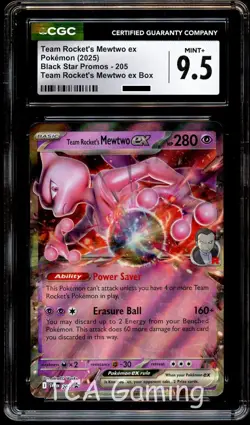 CGC 9.5 MINT+ Team Rocket's Mewtwo Ex 205 SVP HOLO PROMO SVP205 Pokemon Card - Image 1