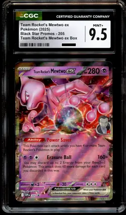 CGC 9.5 MINT+ Team Rocket's Mewtwo Ex 205 SVP HOLO PROMO SVP205 Pokemon Card - Image 2