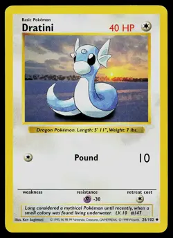Pokemon Card - Dratini Base Set Shadowless 26/102 Uncommon - Image 1