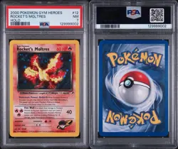 2000 POKEMON GYM HEROES HOLO #12 ROCKET'S MOLTRES PSA 7 - Image 3