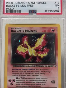 2000 POKEMON GYM HEROES HOLO #12 ROCKET'S MOLTRES PSA 7 - Image 4