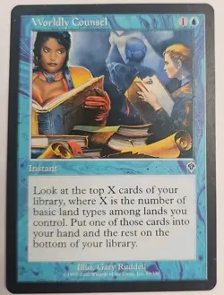MTG Magic The Gathering Card Worldly CounselInstant Blue Invasion - Image 1