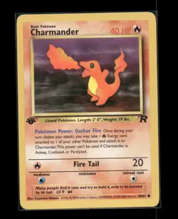 Pokemon TCG - CHARMANDER - 1ST EDITION - 50/82 - TEAM ROCKET 2000 - VINTAGE - LP - Image 1