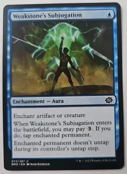 MTG Magic The Gathering Card Weakstone's SubjugationEnchantment Aura Blue BRO - Image 1
