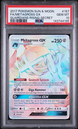 2017 POKEMON SUN & MOON GUARDIANS RISING SECRET FULL ART/METAGROSS GX PSA 10 - Image 1