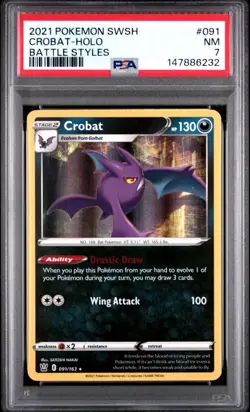 Pokemon Battle Styles SWSH - Crobat 091/163 Rare Holo PSA 7 - Image 1