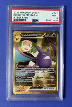 2025 Pokemon Dri En Rocket’s Crobat ex Hyper Rare #242 PSA 9 MINT - Image 1