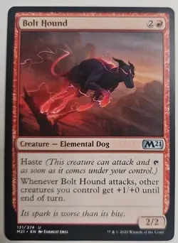 MTG Magic The Gathering Card Bolt Hound Creature Elemental Dog Red M21 - Image 1