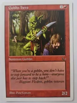 MTG Magic The Gathering Card Goblin hero Summon Goblin Red The Dark - Image 1