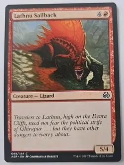 MTG Magic The Gathering Card Lathnu Sailback Creature Lizard Red Aether Revolt - Image 1