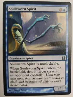 MTG Magic The Gathering Card Soulsworn SpiritCreature Spirit Blue RTN 2012 - Image 1