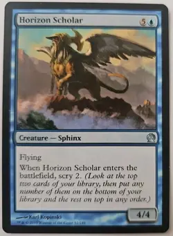 MTG Magic The Gathering Card Horizon ScholarCreature Sphinx Blue Theros 2013 - Image 1